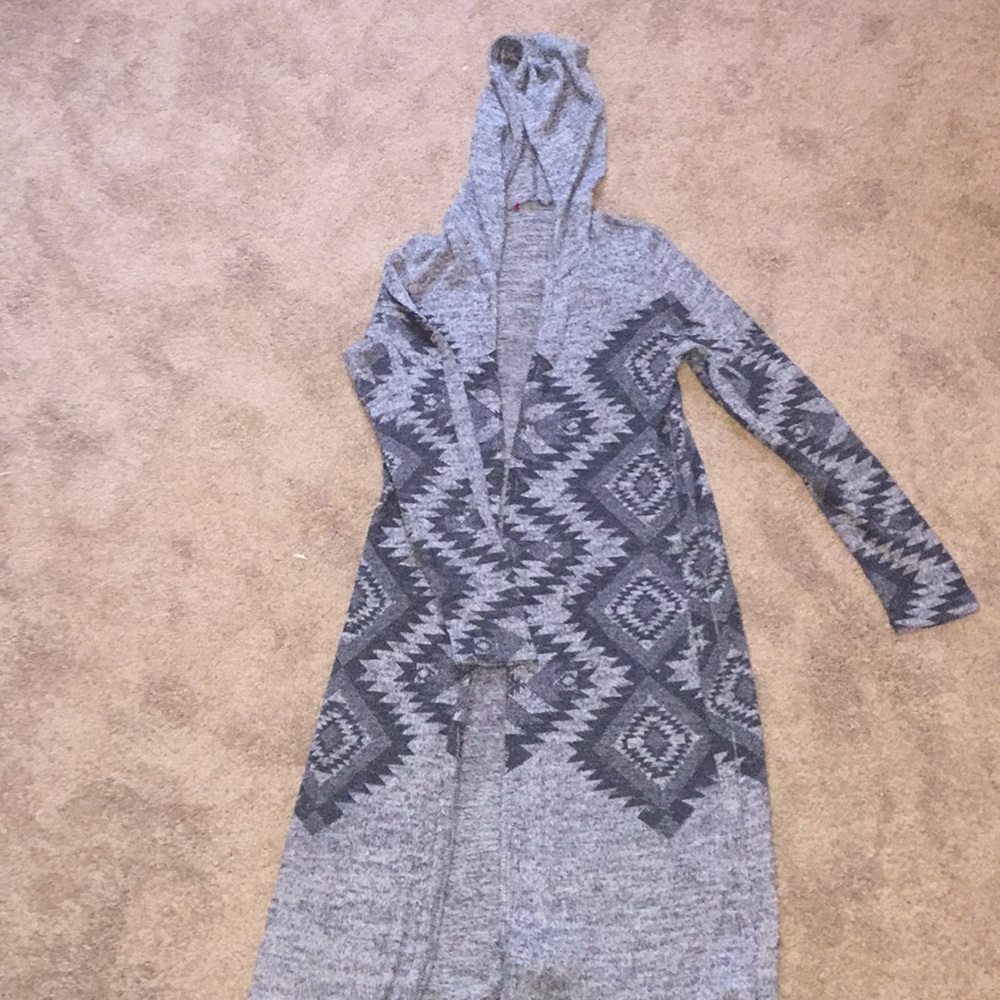 Long Aztec cardigan.